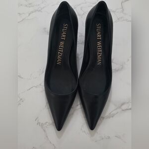 Stuart Weitzman 50 Black Leather Pump Heels NEW no box 7  Luxury kitten